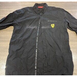 Ferrari Black button up Racing Formula 1 Shirt Polo size Medium